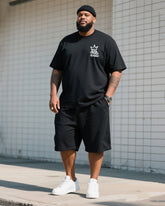 Big Man's Daily Leisure Micro-standard Faith Printed Short Sleeve T-shirt Shorts Suit